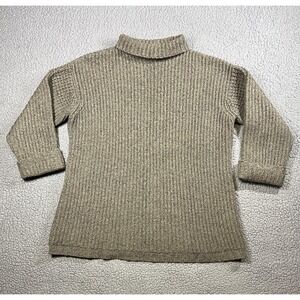 Ralph Lauren Sweater Womens Large Brown Wool Silk Ribbed Mock Neck Pullover
